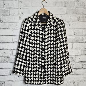 Style & Co. Houndstooth Wool Blend Coat Black White Size 12